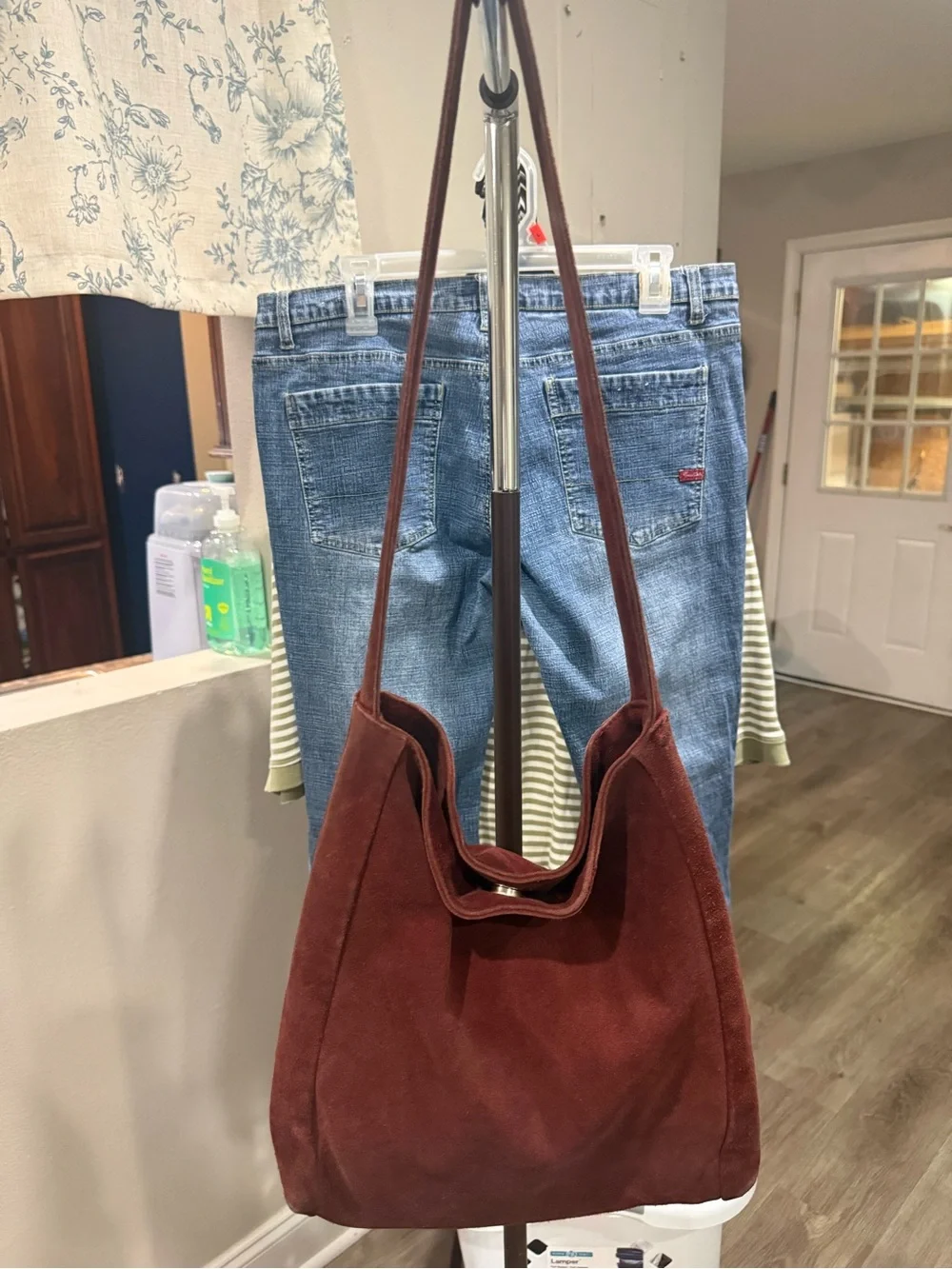 Burgundy Suede ITALIAN LEATHER  Shoulder Bag